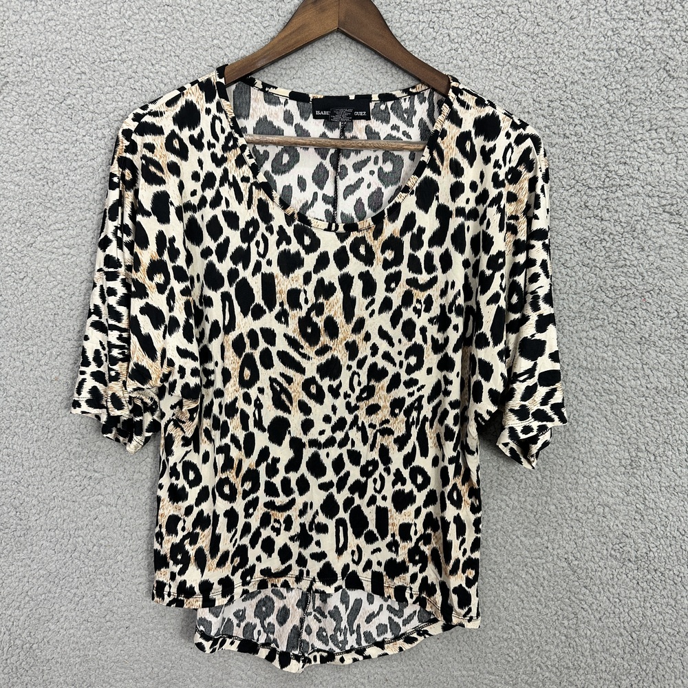 Isabella Rodriguez Top Womens Small Brown Leopard‎ Print Flowy Boho Oversized